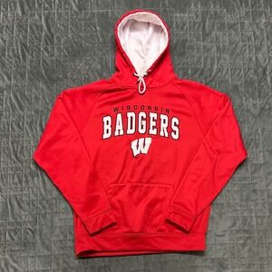 Vintage y2k University of Wisconsin Maddison Embroidered Red Mens Medium Hoodie